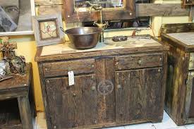 whiskey barrel vanity with copper sink