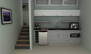 The color scheme and open shelving keep the room feeling open as well as airy. An Ikea Basement Kitchenette With High Gloss Doors In Abstrakt White Kitchen Design Small Space Basement Kitchenette Kitchenette Design