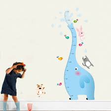 Us 7 81 Cartoon Elephant Height Measure Wall Stickers Cute Growth Chart Kids Wall Decals Home Decor Animal Wallpaper In Wall Stickers From Home
