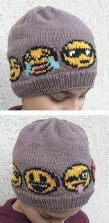 Knitting Pattern For Emoji Hat The Pattern Has Charts For 12 Different Emojies Knit The Emojies By Stranded Knittin Hat Knitting Patterns Knitting Emoji Hat