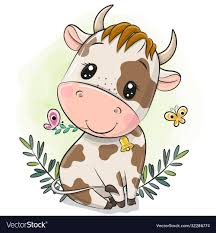 Cute Cartoon Little Bull On A Green Background Download A Free Preview Or High Quality Adobe Illustrator Ai Baby Animal Drawings Cute Cartoon Animals Cute Art