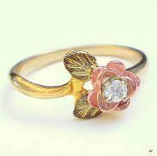 Black Hills Gold Diamond Ring Solid 10k Gold Vintage Rose Gold Ring Yellow Gold Ring Rose Vine Leaf Ring Promise Ring Engagement Ring Black Hills Gold Wedding Rings Black Hills Gold Rings Black Hills Gold Jewelry