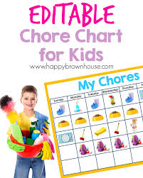 Editable Chore Chart For Kids
