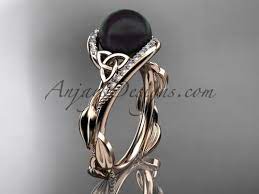 Celtic 14kt Rose Gold Ring Diamond Black Pearl Engagement Ring Ctbp764 Pearl Engagement Ring Celtic Engagement Rings Black Pearl Ring