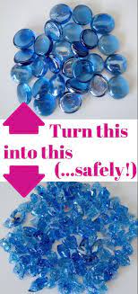Make Crushed Glass From Dollar Store Glass Vase Filler Nuggets Glass Crafts Diy Diy Resin Crafts Glass Crafts