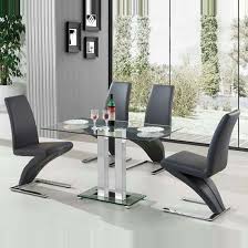 Amelia Clear Glass Dining Table And 4 Black Dining Chairs Small Glass Dining Table Glass Dining Table Rectangular Glass Dining Table