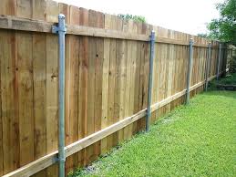 Installing Metal Post To Wood Fence Bracket Awesome Fence Ideas Metal Fence Posts Wood Privacy Fence Fence Post Installation