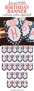 free printable birthday banner navy coral six clever sisters