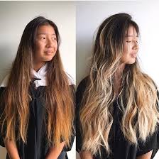 Asian Hair Blonde Balayage Highlights Dark Roots Ombre Long Hairstyles Thick Hair Thick Hair Styles Asian Hair Blonde Asian