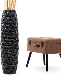 Leewadee tall big floor standing vase for home decor 44 inches, mango wood, white wash. Tall Big Floor Standing Vase For Home Decor 36 Inches Mango Wood Black