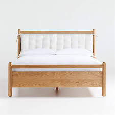 Ecos living wood platform bed frame with headboard, queen size. Solano Queen Wood Bed With Headboard Cushion Reviews Crate And Barrel
