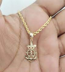 Real 14k Gold Anchor Ship Jesus Cross Crucifix Charm Pendant Rope Chain 20 By Rg D Charm Pendant Pendant Rope Chain