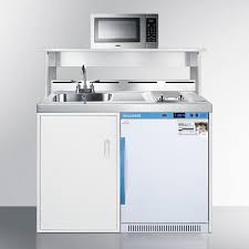 Compact kitchen units usually have one price, with optional items like microwaves and expanded cooking ranges. Summit C48elmcmw 48 White All In One Wellness Room Kitchenette W Mic Outdoor Cooking Pros