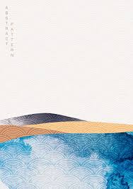 abstract landscape background with japanese wave pattern vector watercolor texture in asian style
