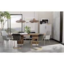 Shop Mateo Dining Table Natural Hardwood And Satwariya Marble Couple Handsomely In Substantial Oversized Pendant Light Dining Table Marble Modern Dining Room