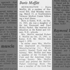 Obituary for Doris Moffitt (Aged 69)