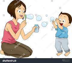 Illustration Mother Blowing Bubbles Her Son Stock Vector (Royalty Free)  172345037 | Shutterstock