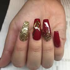 1001 Ideas For Coffin Shaped Nails To Rock This Summer Resembling the color of blood or cherries or tomatoes or rubies.