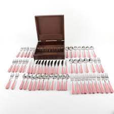Get up to 70% off now! Lot Art Stainless Steel Flatware Set With Pink Plastic Handles