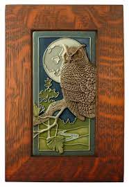 Framed Ceramic Tile Night Owl Art Tile Wall Decor Sculpture 4x8 Inches By Medicinebluffstudio On Etsy Tile Art Tile Wall Art Art Nouveau Tiles
