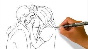 Valentine day kiss drawing | hot girls kissing drawing is a form of visual art. How To Draw A Girl Kissing A Boy With Pen Step By Step Povpov Draw Youtube