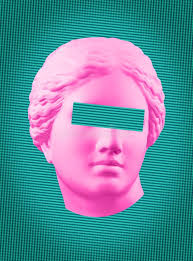 Cartel Conceptual Moderno Del Arte Con Collage Antiguo Colorido Del Arte  Contemporáneo Del Busto De Venus Del Rosa Verde Imagen de archivo