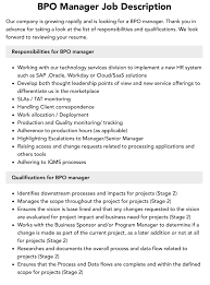 Bpo Manager Job Description | Velvet Jobs