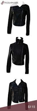 Bcbg Black Leather Moto Jacket W Asymmetrical Zips Black Leather Moto Jacket Leather Moto Jacket Vintage Designer Clothing