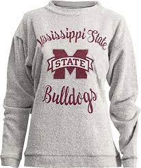 Amazon Com Press Box Womens Mississippi State Bulldogs Sweatshirt Comfy Terry L S Crew Sports Outdoors