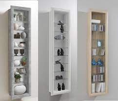 The two glass doors make it easy to rearrange or switch out your items at any time. Bora Wall Mounted Glass Wood Display Cabinet Shelving Ebay