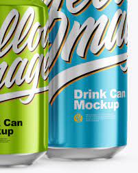Download Two Metallic Drink Cans Mockup In Can Mockups On Yellow Images Object Mockups