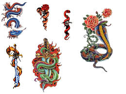 Snake tattoos have have been a stable motif in the tattoo industry ever. Colorful Traditional Snake Tattoo Flash