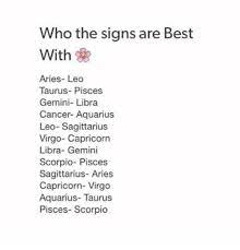 Which famous singers are cancers? Who The Signs Are Best With Aries Leo Taurus Pisces Gemini Libra Cancer Aquarius Leo Sagittarius Virgo Capricorn Libra Gemini Scorpio Pisces Sagittarius Aries Capricorn Virgo Aquarius Taurus Pisces Scorpio Aquarius