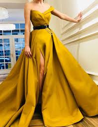 Hot Yellow Prom Dresses Long Off The Shoulder Split Belt Evening Gowns Elegant Prom Dresses Dresses Prom Dresses