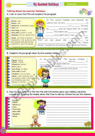 After Reading The Texts About Summer Holidays That I Also Uploaded Today Students Complete First A Pa Holiday Facts Guided Writing Holiday Activities For Kids