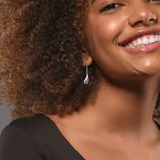 Mimi & Max Diamond Calla Lily Leverback Earrings in Sterling Silver