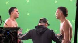 David Benavidez and David Morrell getting heated and exchanging words in  their first face