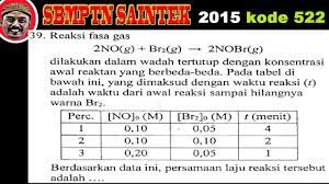 Tetapan laju (k) reaksi tersebut adalah. Laju Reaksi Sbmptn 2015 Saintek 39 Youtube
