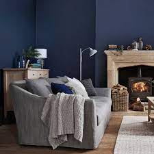 A yellow backsplash is set off with gray and white cabinets. Beautiful Blue And Grey Living Room Ideas You Re Going To Love Houzz Uk