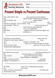 Present Simple Vs Present Continuous 1 Simple Present Tense Worksheets Learn English English Grammar Exercises