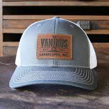 Custom Logo Leather Patch Trucker Style Hat Hats Richardson Etsy Leather Patches Holtz Leather Corporate Gifts