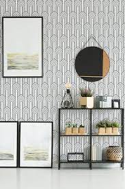 Black And White Art Deco Peel And Stick Wallpaper Geometric Etsy In 2021 Wallpaper Bedroom Feature Wall Black And White Wallpaper Peel And Stick Wallpaper