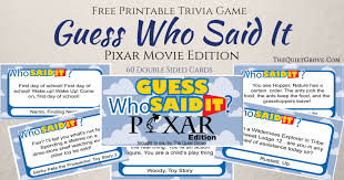 How many famous movie quotes can you remember? Free Printable Guess Who Said It Pixar Edition The Quiet Grove