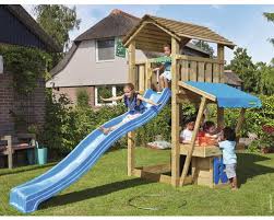 Gemessen wird vom boden bis hinauf zur. Spielturm Jungle Gym Cottage Holz Mit Brucke Sandkasten Rutsche Blau Bei Hornbach Kaufen