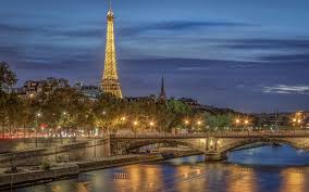 Eiffel tower (aka tour eiffel) sparkling & twinkling at night in paris the city of lights. Wallpaper France Paris City Night Eiffel Tower River Bridge Lights 1920x1200 Hd Picture Image