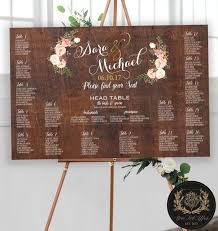 Printable Rustic Wood Floral Wedding Seating Chart Wood