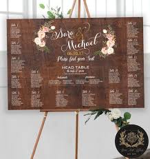 printable rustic wood floral wedding seating chart wood