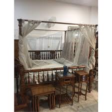 When combined with a fluffy wooden 4 poster beds to decorate your bedroom. Brown Teak Wood Four Poster Bed Rs 22000 Piece Shekhawati Id 20942440762