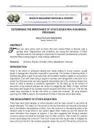 Pdf Determining The Importance Of Ethics Education In Business Programs Aikyna Finch Academia Edu