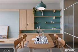 17 坪的空間裡 餐廳牆面特別用收納櫃和層板結合 不僅可收納可展示 也是替愛貓特別打造的遊戲天地 home decor dining and kitchen decor